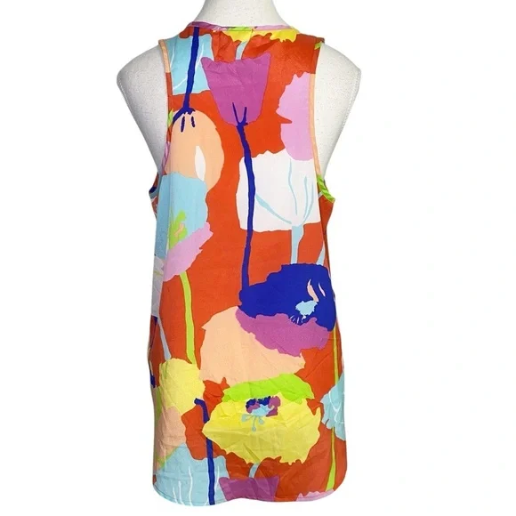 Everly Colorful Abstract Floral Print Sleeveless Top - Picture 2 of 12